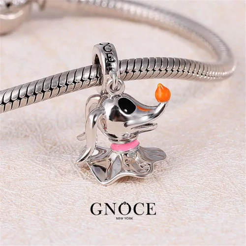 Miniatura 6 de GNOCE Colgante de plata de ley para perro fantasma con linterna de nariz, dije de perro de Halloween para pulsera o collar para mascotas