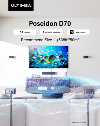 Miniatura 2 de ULTIMEA Barra de sonido de 7.1 canales con subwoofer inalámbrico, sistema de sonido envolvente virtual para TV, control de aplicaciones, potencia