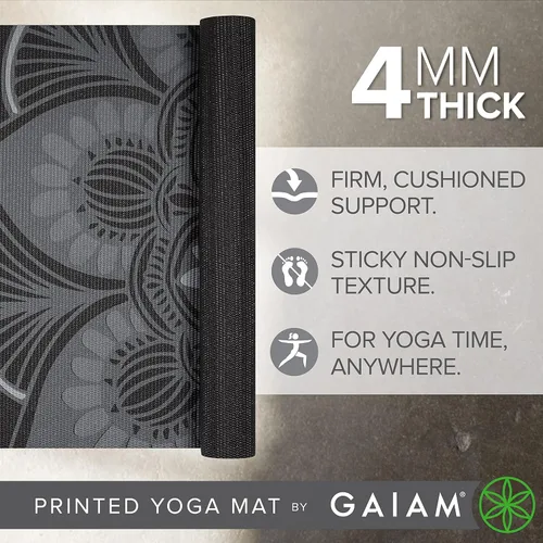 Miniatura 2 de Gaiam - Tapete de yoga con estampado, antideslizante para ejercicio y fitness para todo tipo de yoga, pilates y ejercicios en el suelo Tinta mística