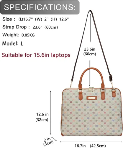 Miniatura 2 de Maletín para laptop, para hombres y mujeres, bolsa de hombro tipo mensajero, bolsa cruzada de viaje, bolsa de negocios para laptop de 15 pulgadas