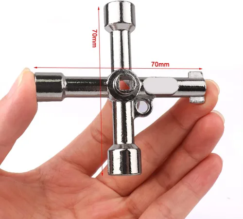 Miniatura 6 de ATOPLEE Llave eléctrica de gabinete de 6 piezas, superficie pulida antioxidante de 4 vías clave de utilidades, llave cruzada