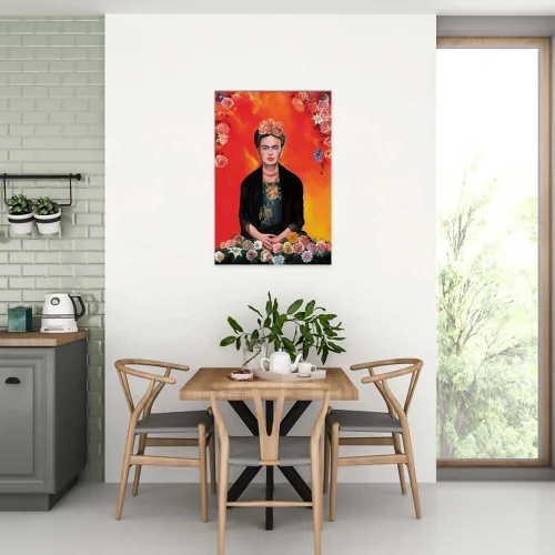 Miniatura 3 de New York Art Publishing Frida Kahlo Póster (pintura) impreso en papel, 24x36 pulgadas, meditación con flores, envío desde los Estados Unidos