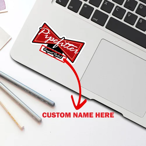 Miniatura 2 de Adhesivos personalizados para pipas, vinilo blanco, 3 piezas, decoración Steamfitter, parachoques de casco, 3 x 4 pulgadas