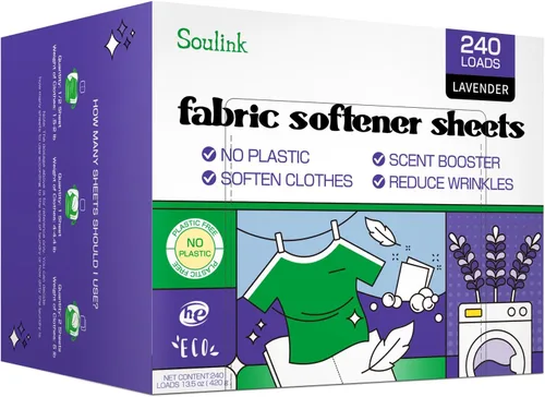 Soulink Hojas suavizantes de tela para lavadora, tiras de jabón sin jarra de plástico, alternativa al líquido suavizante de telas y vainas, aroma a