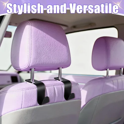 Miniatura 5 de BFXM Paquete de 6 ganchos para reposacabezas de asiento de automóvil, accesorios de automóvil para mujeres y hombres, gancho de soporte para colgar