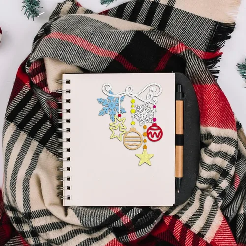 Miniatura 4 de Estivaux Cascabel de Navidad troquelado para hacer tarjetas, bombilla colgante de Navidad, troqueles de corte, copos de nieve de invierno, plantilla
