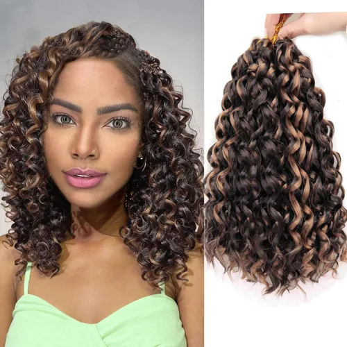 Miniatura 9 de GoGo Curl Crochet Hair 18 pulgadas onda de agua pelo sintético bohemio ganchillo trenzado jengibre onda profunda extensiones de cabello trenzado