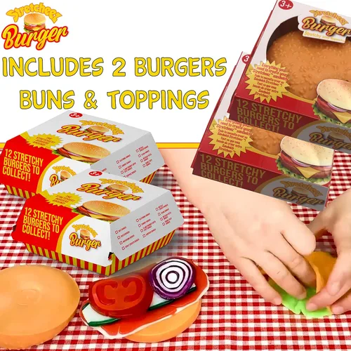 Miniatura 4 de Stretcheez Hamburguesa – Comida de juego para niños – Alimentos y coberturas elásticos – Mezcla y combina – Colecciónalos todos – Funciona