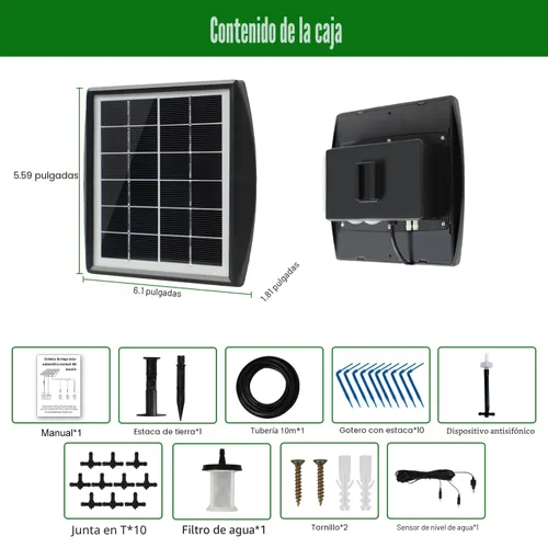 Miniatura 6 de JIYANG - Kit de riego automático solar por goteo, dispositivo de riego automático automático fácil de bricolaje compatible con plantas de macetas, 6
