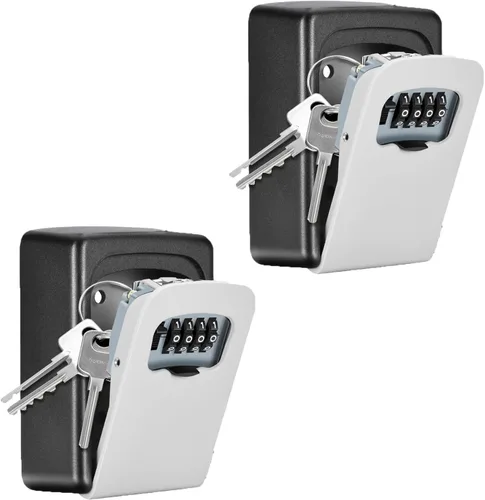 Miniatura 9 de Fayleeko Caja de Bloqueo de Llaves Montada en Pared, Caja de Seguridad con Clave de 4 Dígitos para Exterior, Llaves de Casa - Capacidad para 5 Negro