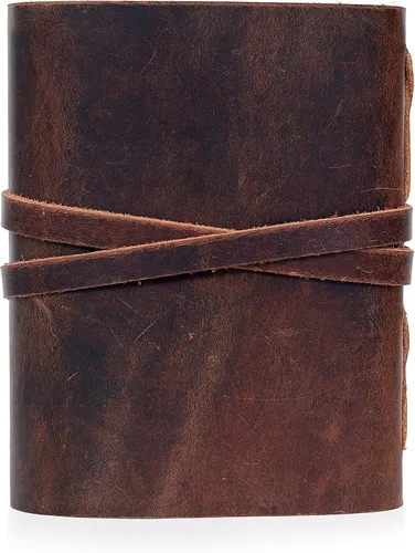 Miniatura 3 de Diario de cuero para mujeres y hombres, Cuaderno de papel con borde envejecido de 180 GSM, Diario en blanco del Libro de las Sombras, Diario Marrón