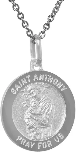 Miniatura 3 de Collar de plata de ley de 0709in con medalla de San Antonio redondo sin níquel Italia Plata esterlina Sin gemas