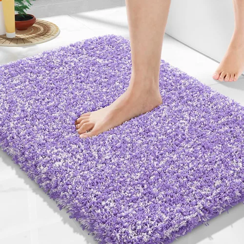 Miniatura 147 de Yimobra Alfombra de baño de felpa esponjosa, súper lanuda suave, cómoda, antideslizante, absorbente de agua, alfombra de baño de microfibra que se