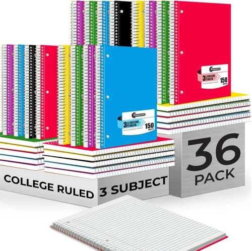 Miniatura 11 de Rosmonde Paquete de 50, 1 cuaderno de espiral con rayas universitarias, 140 páginas (70 hojas), papel grueso que no se corre, 8 x 10-1/2 pulgadas, 3