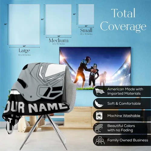 Miniatura 138 de Manta personalizada para fanáticos del fútbol americano – Se envía al día siguiente – Hecha en Estados Unidos – Manta de vellón personalizada
