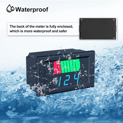 Miniatura 4 de Medidor de batería de CC, indicador de voltaje de capacidad de batería 2 en 1, 12 V, 24 V, 36 V, 48 V, 60 V, probador de batería digital LED