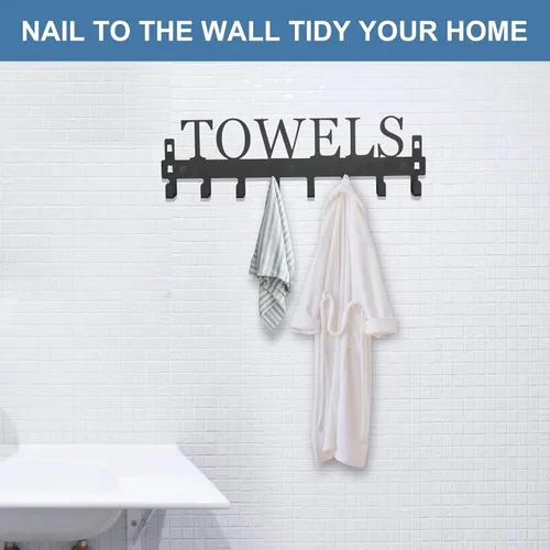 Miniatura 6 de Azmoncy Ganchos sobre la puerta, toallero para baño, soporte para toallas para colgar de alta resistencia, colgador de toallas de montaje en pared