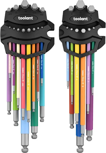 Miniatura 9 de Toolant - Juego de llaves Allen métricas de 9 piezas, juego de llaves Allen de brazo extra largo con extremo de bola, juego de llaves hexagonales