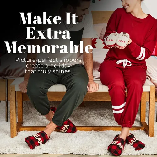 Miniatura 2 de Dearfoams Pantuflas de Navidad a juego para hombre con diseño de papá oso