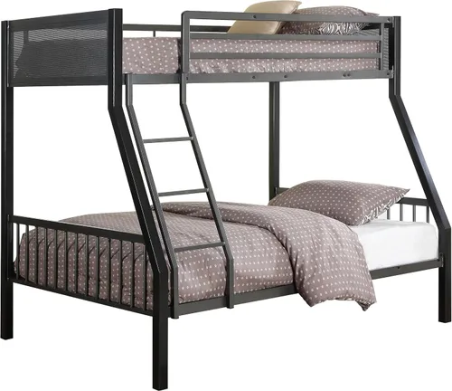 Miniatura 4 de Coaster Home Furnishings Meyers - Litera triple de metal rústico sobre matrimonial sobre individual, base de cama triple con escalera y barandillas