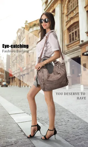 Miniatura 7 de Bolso tote para mujer, carteras de cuero PU, bolsos de hombro hobo de moda con correa de hombro ajustable