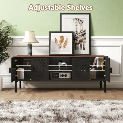 Miniatura 3 de ARTPOWER Soportes de TV modernos de 63 pulgadas para sala de estar, centro de entretenimiento largo con almacenamiento, consola de TV para TV de 55
