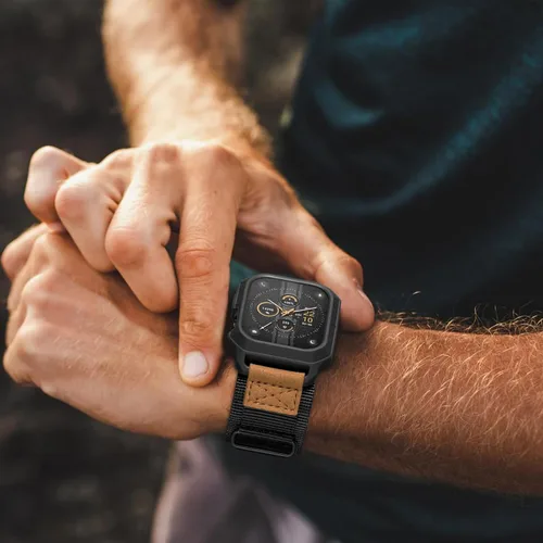 Miniatura 8 de Paquete de la resistente correa de nailon con velcro para Apple Watch (gris/negro)