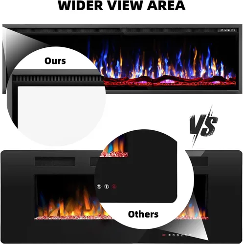 Miniatura 3 de BREEZEHEAT - Chimenea eléctrica de 183 cm para empotrar y colocar en la pared, chimenea lineal, calentador de 750/1500 W con control de temperatura