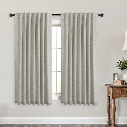 Miniatura 104 de KOUFALL - Cortinas de medio estilo francés de lino para ventana, juego de 2 cortinas cortas de 40 pulgadas de longitud, para privacidad, cortinas
