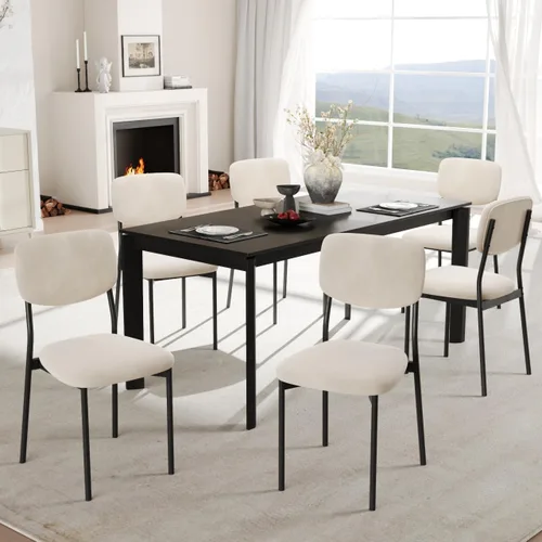 Miniatura 17 de Einhomn Juego de sillas de comedor tapizadas, modernas sillas de comedor apilables con respaldo de terciopelo suave, sillas de cocina con patas