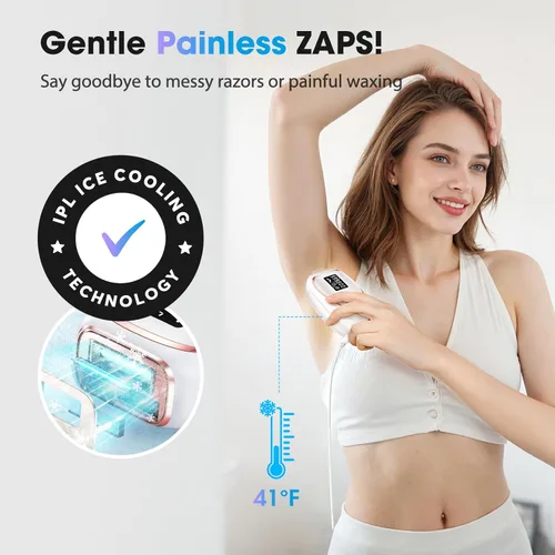 Miniatura 3 de Dispositivo de depilación láser IPL para mujeres y hombres - Contacto de enfriamiento por hielo de 45°F para el hogar para resultados indoloros