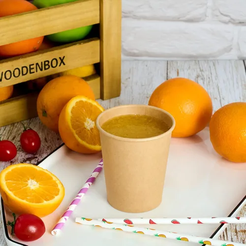 Miniatura 4 de LITOPAK Paquete de 100 tazas de café de papel kraft de 8 onzas para agua, jugo y té, tazas de café caliente desechables para el hogar, restaurante