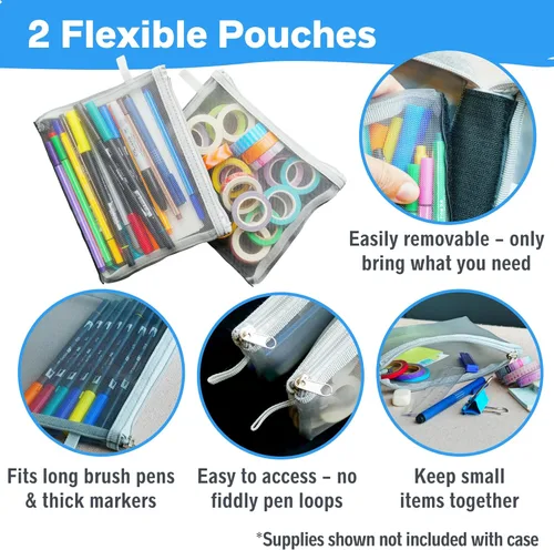 Miniatura 3 de Estuche de almacenamiento para suministros de diario Sunny Streak (Gris - Grande) - Organizador de viaje personalizado para planificador B5