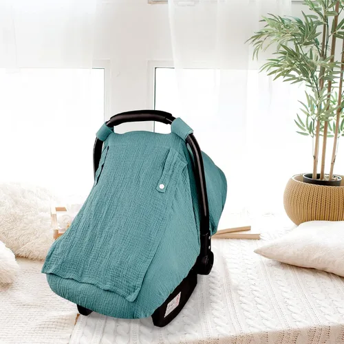 Miniatura 6 de Fundas de asiento de automóvil de muselina para bebés, funda de asiento de automóvil de verano para niños y niñas con ventana transpirable, toldo