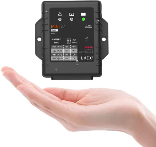 Miniatura 8 de LNEX Controlador de carga solar impermeable, regulador de panel solar de 30A con sensor de temperatura, LCD retroiluminado, controlador solar PWM
