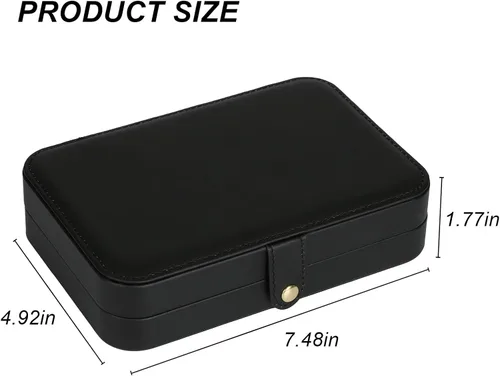 Miniatura 49 de Joyero pequeño, joyero de viaje portátil para mujer, mini organizador de viaje de 2 capas, regalo para mujeres y niñas, negro A