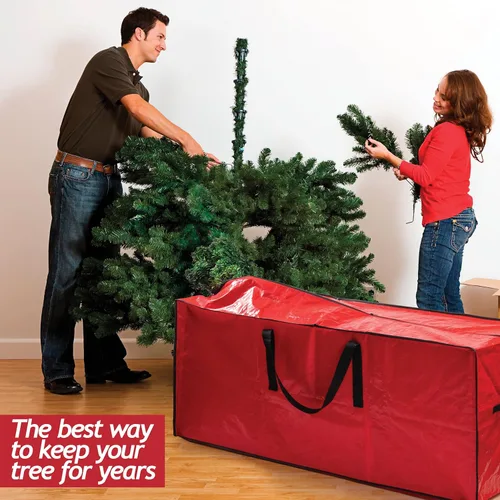 Miniatura 5 de Sagler Bolsa de almacenamiento para árbol de Navidad de 9 pies, impermeable, resistente, bolsa grande para árbol de Navidad, asas reforzadas, doble
