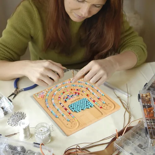 Miniatura 6 de Petoysoso Tablero de cuentas de bambú para la fabricación de joyas, collar y pulsera, suministros para hacer joyas Collar de tablero de cuentas