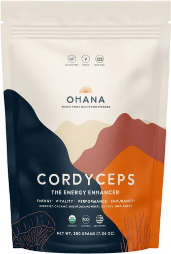 Miniatura 8 de Ohana Cordyceps, mezcla de hongos orgánicos, suplemento orgánico de hongos integrales USDA, sin OMG, sin gluten, botella de 90 cápsulas, paquete de 1
