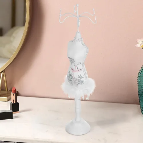 Miniatura 6 de OSALADI Mannequin Jewelry Display Stand Large Necklace Organizer with Earring and Bracelet Storage Rack for Retail and Home Use