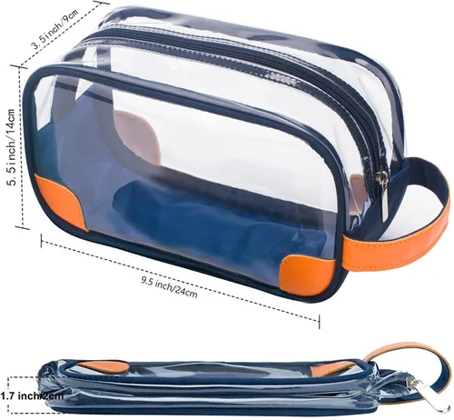 Miniatura 2 de Lermende Neceser de aseo transparente, kit de afeitado transparente para hombre, bolsa de aseo de viaje con correa de mano, organizador unisex