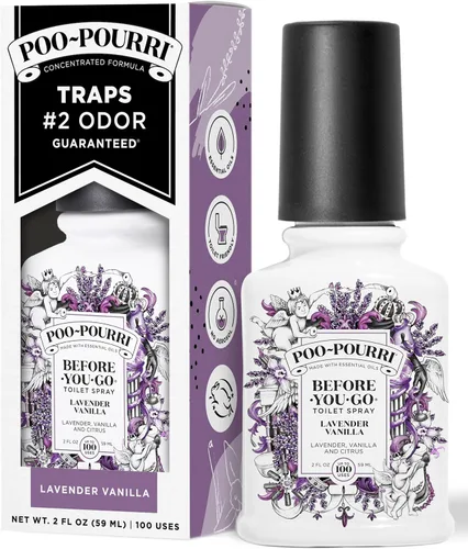 Poo-Pourri Before-You-Go - Aerosol para inodoro, aroma a lavanda y vainilla, 2 onzas líquidas, hasta 100 usos, desodorante para baño con aceites