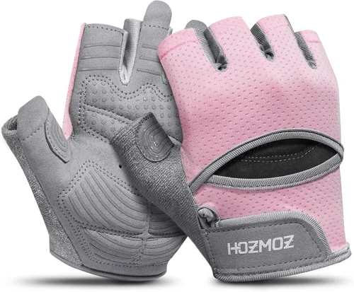 Miniatura 7 de HOZMOZ Guantes ventilados para levantamiento de pesas, guantes de gimnasio gruesos y acolchados con protección completa de la palma, agarre