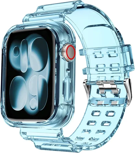Miniatura 40 de DABAOZA - Correa compatible con Apple Watch de 49 mm, 46 mm, 45 mm, 44 mm, 42 mm, 41 mm, 40 mm, 38 mm, con protector, correa de TPU brillante