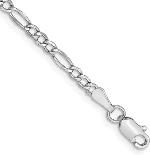 Miniatura 3 de Pulsera de oro blanco de 14 quilates de 0.098in con cadena Figaro de 10.0in