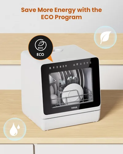 Miniatura 4 de HAVA 2025 NUEVO Lavavajillas de mostrador mejorado con suavizador de agua y eficiencia energética mejorada, lavavajillas portátil con 8 programas