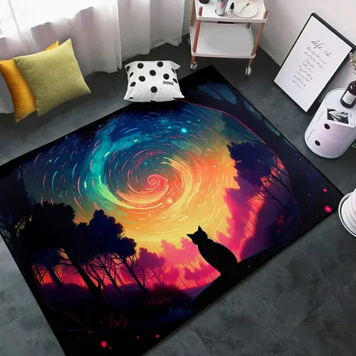 Miniatura 19 de Alfombra de gato para habitación de niñas, diseño de dibujos animados, decoración para dormitorio, bonita alfombra de área de gatos, alfombras