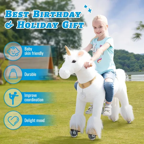 Miniatura 2 de UFREE Juguete de unicornio para montar, unicornio de peluche caminante para niñas, regalo de cumpleaños para niños de 4 a 9 años, altura de 36