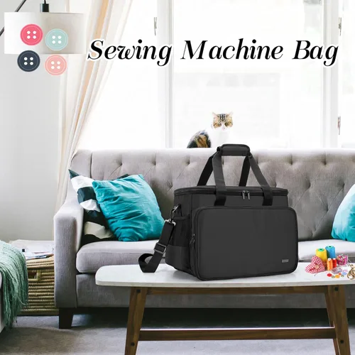 Miniatura 7 de LUXJA Bolsa de transporte para máquina de coser con almohadilla acolchada extraíble, bolsa de mano para máquina de coser y accesorios de costura