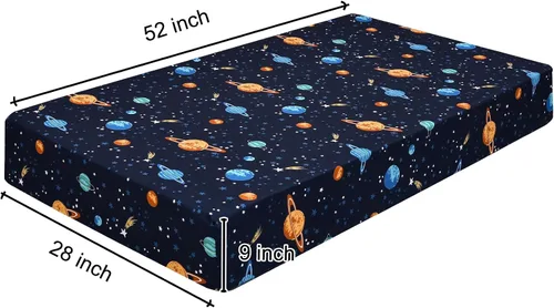 Miniatura 7 de PHF Paquete de 3 sábanas ajustadas para cuna, sedosas, cómodas, transpirables, para niños y niñas, neutrales, 28 x 52 pulgadas, se adapta a Espacio